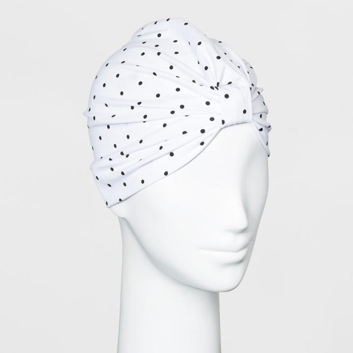 Women's Polka Dot Twist Front Knit Hat - A New Day White