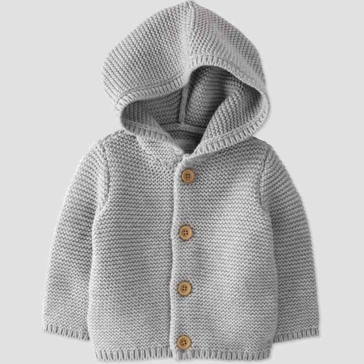 Baby Organic Cotton Hooded Sweater - Little Planet By Carter's Gray Newborn