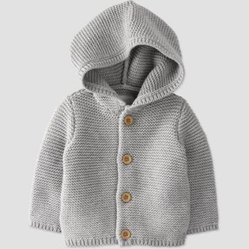 Baby Organic Cotton Hooded Sweater - Little Planet By Carter's Gray Newborn