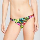 Women's Crochet Tab Cheeky Bikini Bottom - Xhilaration Navy Floral