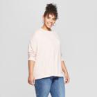 Women's Plus Size Asymmetric Long Sleeve Knit Top - Ava & Viv Pink