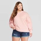 Women's Plus Size Puff Sleeve Crewneck Sweatshirt - Universal Thread Pink