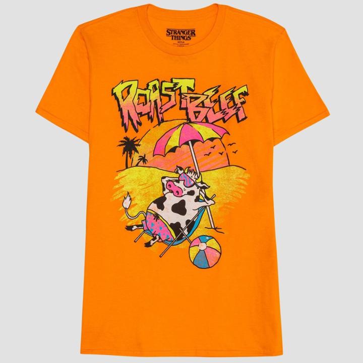 Target Men's Stranger Things Short Sleeve Graphic T-shirt Orange Dream