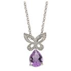 Target Diamond And Amethyst Accent Butterfly Necklace In Sterling Silver (ij-i2-i3), Women's, Purple