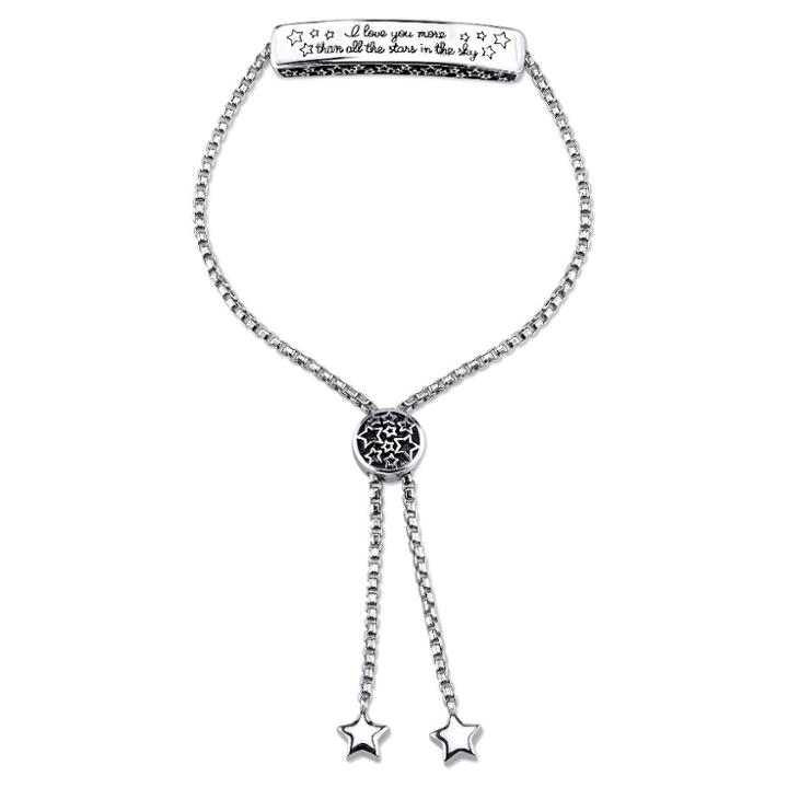 Distributed By Target Women's 'i Love You More' Adjustable Bracelet In Stainless