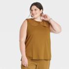 Women's Plus Size Collared Muscle T-shirt - A New Day Brown