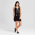 Women's Embroidered Tie Neck Dress - Lots Of Love By Speechless (juniors') Black