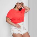 Women's Plus Size Short Sleeve Shrunken Boxy T-shirt - Wild Fable Bright Red