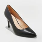 Women's Gemma Wide Width Faux Leather Lace Pointed Toe Heeled Pumps - A New Day Black 7w,