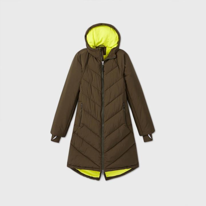 Women's Mid-length Puffer Jacket - All In Motion Olive Green