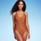 Women's Side-tie Plunge One Piece Swimsuit - Shade & Shore Animal Print
