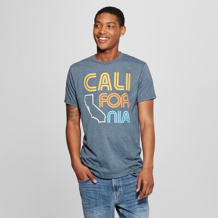 Men's Short Sleeve Cali-for-nia Graphic T-shirt - Awake Navy