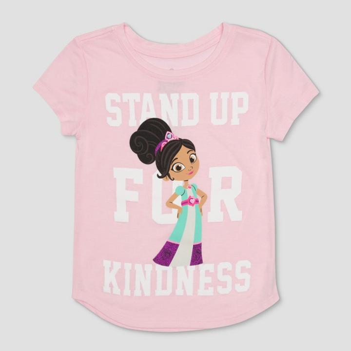 Toddler Girls' Nella The Princess Knight Fearless Short Sleeve T-shirt - Light Pink 12