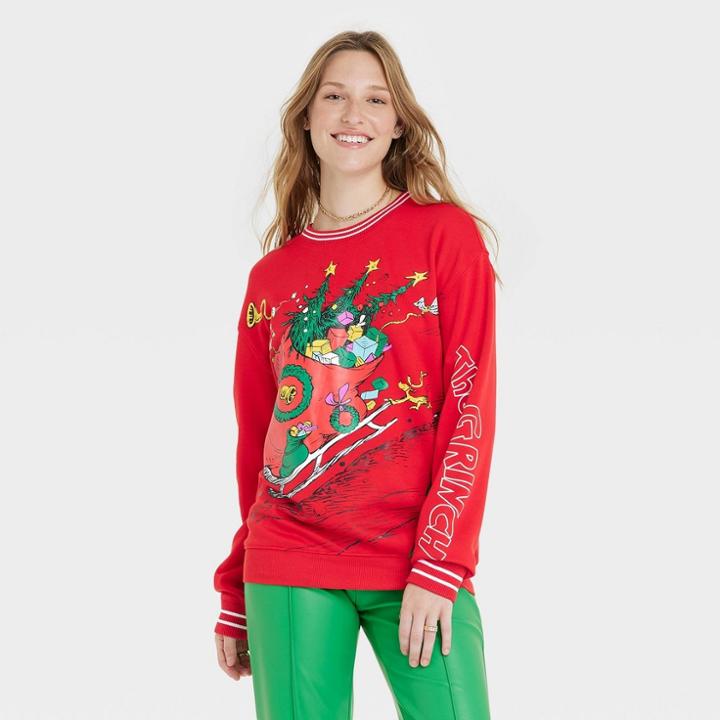 Women's The Grinch Collegiate Graphic Sweatshirt - Red