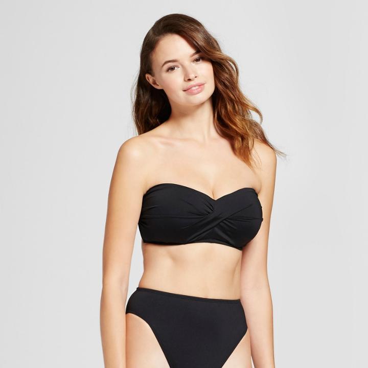 Women's Molded Cup Twist Bandeau Bikini Top - Black - D/dd Cup - Mossimo, Black Arrow