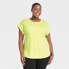 Women's Plus Size Striped Round Neck Cuffed T-shirt - Ava & Viv Green X