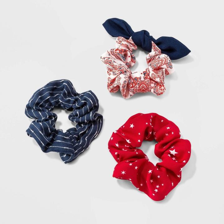 No Brand Americana Stripe Star Paisley Print Hair Twisters With Bow