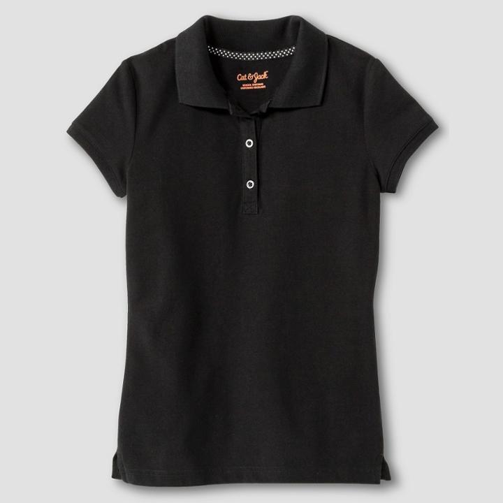 Girls' Short Sleeve Pique Polo Shirt - Cat & Jack Black