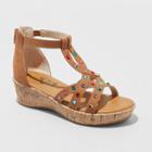Girls' Ashlynn Wedge Sandals - Art Class Cognac (red)