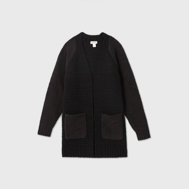 Girls' Long Open Sparkle Cardigan - Cat & Jack Black