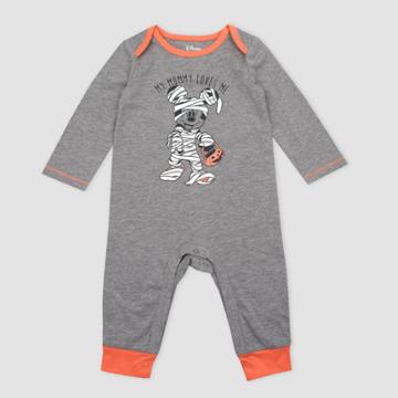Baby Boys' Disney Mickey Mouse Mummy Halloween Long Sleeve Romper - Dark Gray Newborn, Boy's