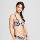 Women's Center Halter Bandeau Bikini Top - Xhilaration Black Floral