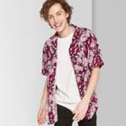Men's Floral Print Short Sleeve Button-down Shirt - Original Use Cherry Peony