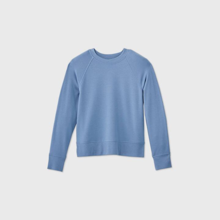 Women's Plus Size Crewneck Fleece Pullover - A New Day Blue