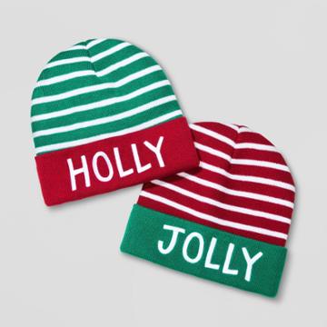 Ugly Stuff Holiday Supply Co. Ugly Stuff Holiday Supply Co Girls' 2pk Striped Holly/jolly Holiday Beanie Set - Red
