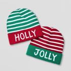 Ugly Stuff Holiday Supply Co. Ugly Stuff Holiday Supply Co Girls' 2pk Striped Holly/jolly Holiday Beanie Set - Red
