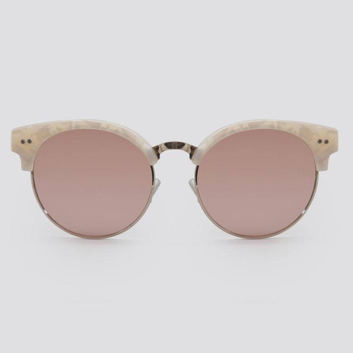 Women's Clubmaster Plastic Metal Combo Round Sunglasses - A New Day Off White, Women's, Size: Small, Grey/white