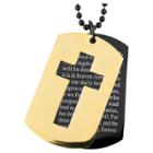 Men's West Coast Jewelry Two-tone Stainless Steel Cross And 'lord's Prayer' Double Dog Tag Pendant, Gold
