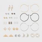 Target Stones And Crescent With Hoops Earring Set 18ct - Wild Fable,