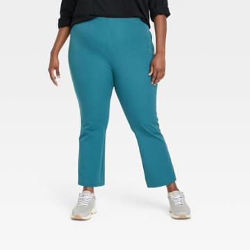 Women's Plus Size Cropped Kick Flare Pull-on Pants - A New Day Teal