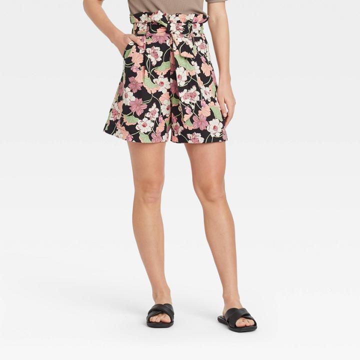 Women's Floral Print High-rise Shorts - Who What Wear Pink