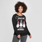 Women's Plus Size Chillin With My Snowmies Sweater - Well Worn (juniors') Black