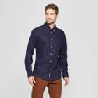 Men's Standard Fit Brushed Whittier Oxford Long Sleeve Collared Button-down Shirt - Goodfellow & Co Xavier Navy