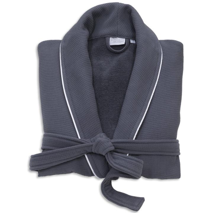 L/xl Waffle Terry Solid Bathrobe Dark Gray - Linum Home Textiles