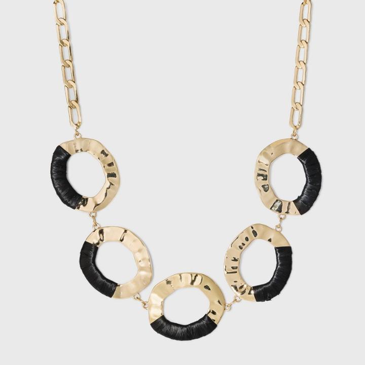 Molten Metal Woven Wrapped Statement Necklace - A New Day Black