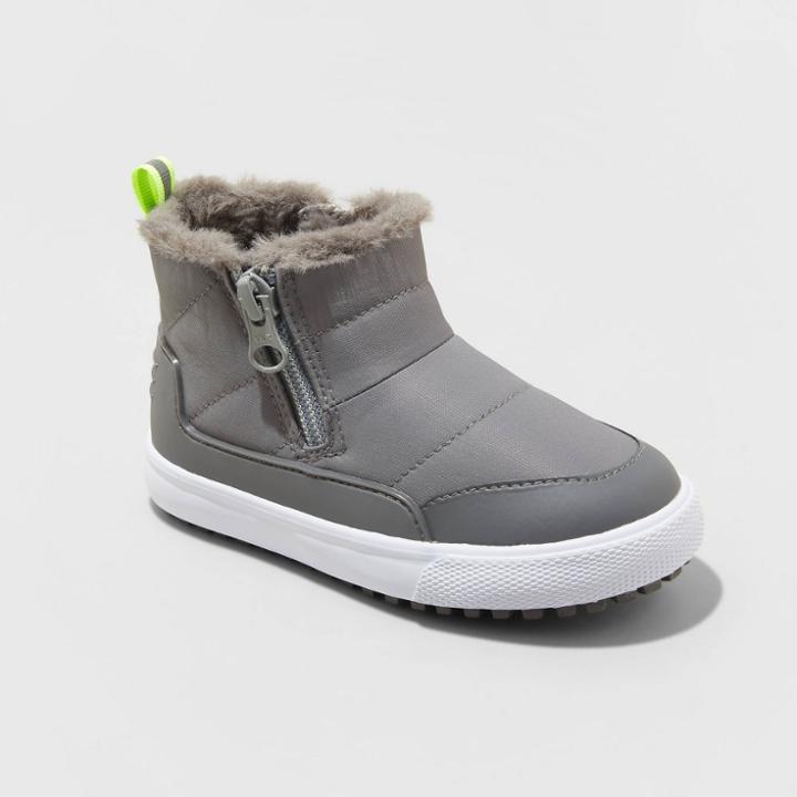 Toddler Double Zipper Slip-on Indiana Winter Boots - Cat & Jack Gray