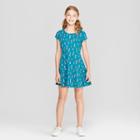 Girls' Short Sleeve A Line Dress - Cat & Jack Teal (blue)