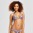 Women's Smocked Triangle Bikini Top - Mossimo Deep Plum Purple Floral