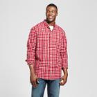 Men's Big & Tall Standard Fit Northrop Poplin Button-down Shirt - Goodfellow & Co Red/white Plaid