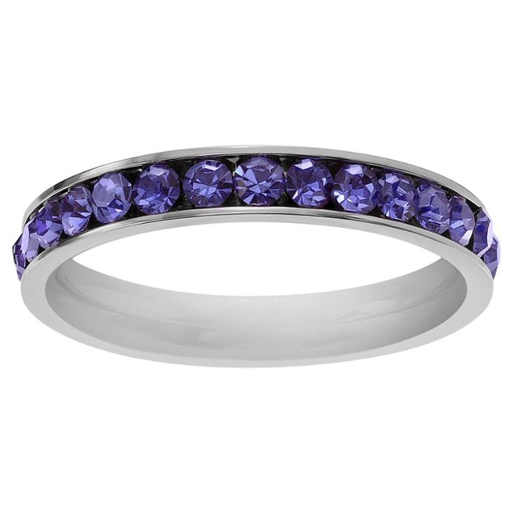 Journee Collection 3/5 Ct. T.w. Round-cut Cz Birthstone Eternity Channel Set Band In Sterling Silver - Purple,