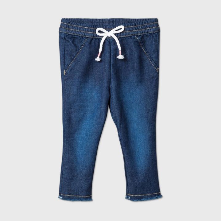 Baby Girls' Raw Edge Hem Long Denim - Cat & Jack Medium Wash