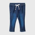 Baby Girls' Raw Edge Hem Long Denim - Cat & Jack Medium Wash