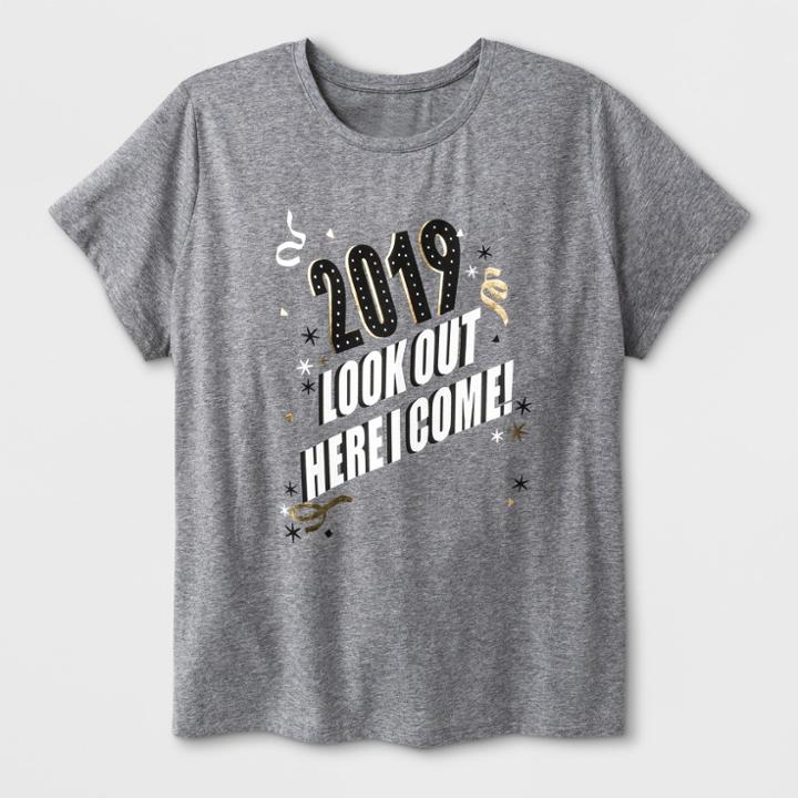 Shinsung Tongsang Women's Plus Size Short Sleeve '2019' T-shirt - Heather Gray
