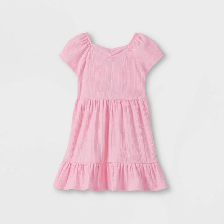 Toddler Girls' Rib Tie Back Short Sleeve Dress - Cat & Jack Pink