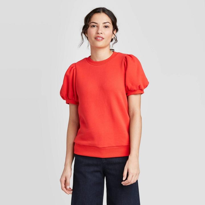 Women's Short Sleeve Sweatshirt - A New Day Red