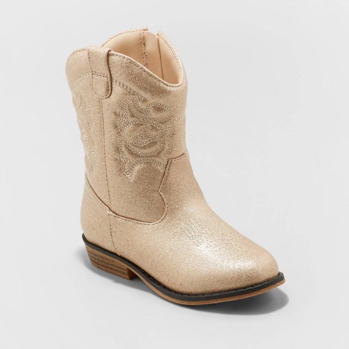Toddler Girls' Memphis Zipper Western Boots - Cat & Jack Gold